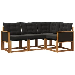 Set vanjskih sofa s jastukom 4 pcs Prirodna i crna