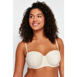 Trendyol Curve Beige Ribbed Strapless Bra