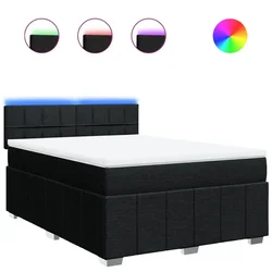 Vidaxl Box spring postelja z vzmetnico črna 140x200 cm blago