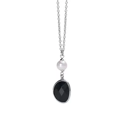2Jewels Ogrlica, Srebrno-crna