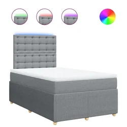 Vidaxl Box spring postelja z vzmetnico svetlo siva 120x200 cm blago