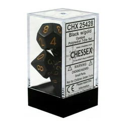 Kockice Chessex - Opaque - Polyhedral - Black & Gold (7)