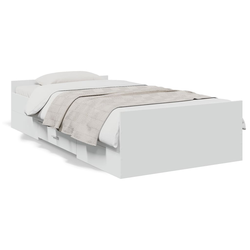 vidaXL Posteljni okvir s predali bel 90x200 cm inženirski les