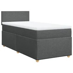 Vidaxl Box spring postelja z vzmetnico temno siva 100x200 cm blago