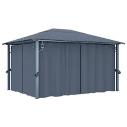 Sjenica sa zastorom 400 x 300 cm antracit aluminijum