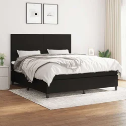 vidaXL Box spring postelja z vzmetnico črna 160x200 cm blago