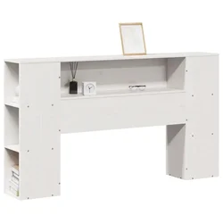 Vidaxl Vzglavje s predelki bela 140 cm trdna borovina