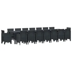 Vidaxl Komplet za jedilnico v vrtu 17 pcs Antracit Polt rattan