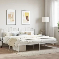 shumee vidaXL Kovinski posteljni okvir z vzglavjem bel 193x203 cm