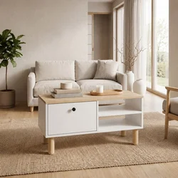 Hanah Home klub sto Aris, 90 cm, hrast Sapphire / beli