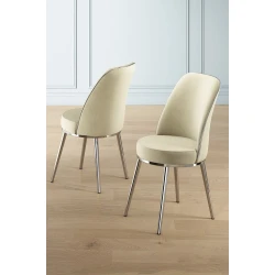 Hanah Home Set stolica Pefa, 45x91x42 cm, 4 komada, Srebrno-krem boje