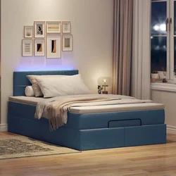 Otomanski krevet s madracem i LED plavi 120x200 cm tkanine