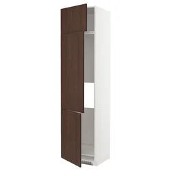 METOD Visoka omara za hlad/zamrz+3 vrata, bela/Sinarp rjava, 60x60x240 cm