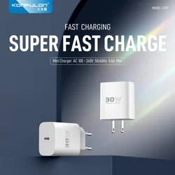 Kucni punjac KONFULON C87c + DL50/ 30W/ sa PD kablom Type C na iPhone lightning beli