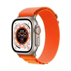 Apple Watch Ultra (GPS + Cellular) 49mm Titanium Case with Orange Alpine Loop - Large - Titanium