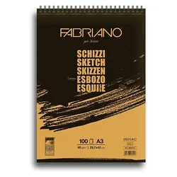 FABRIANO Blok za Skiciranje sa Spiralom Schizzi, A3, 90g, 100 listova, Crno-Žuti