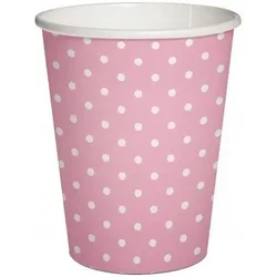 Papirnati lončki roza beli pikice 250ml 8 kosov.