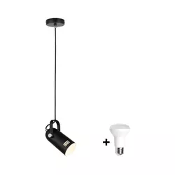 Paulmann 79766 - LED 1xE27/8W Viseći luster na sajli LAVEA 230V crna