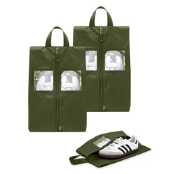 TRAVEL DUDE Potovalna torba Schuhtaschen Set 2 Teilig aus recycelten Plastikflaschen, Schuhbeutel Organizer temno zelena