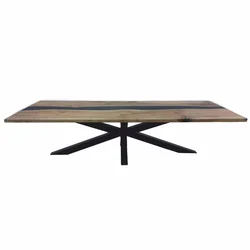 Casa Padrino Luxury Dining Table Brown/Black 200 cm - Kitchen Table with Epoxy Resin