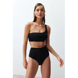 Trendyol Black Single Shoulder High Waist Regular Bikini Set