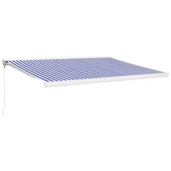 Tenda na uvlačenje plavo-bijela 4 x 3 m od tkanine i aluminija