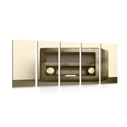 5-delna slika retro radio v sephia izvedbi - 200x100