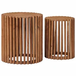 Set ručno rađenih bočnih stolova 2 pcs Tamnije smeđi teak
