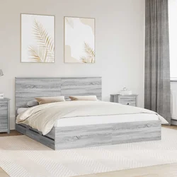 Krevetna konstrukcija Siva Sonoma 200 x 200 cm Inženjersko Drvo