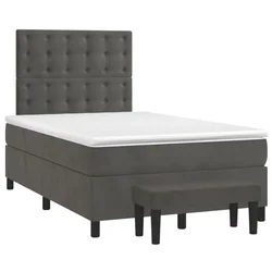 Vidaxl Box spring postelja z vzmetnico temno siv 120x190 cm žamet