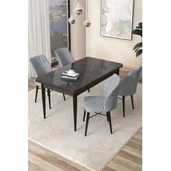 Hanah Home Set Trpezarijski sto i 4 stolice Arp, Svetlosivi