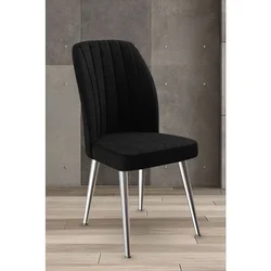 Hanah Home set trpezarijskih stolica Platinum 6 kom, crna tkanina Jerry, hromirane metalne noge
