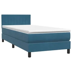 Vidaxl Box spring postelja z vzmetnico temno modra 80x220 cm žamet