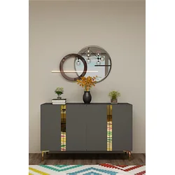 HANAH HOME Konzola Anka 120 Anthracite Gold