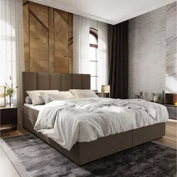 Oblazinjena postelja boxspring MERALIS 180x200 cm rjava Vzmetnica: Vzmetnica Bonell
