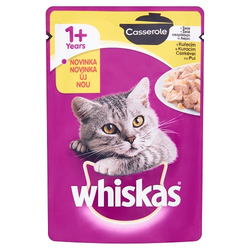 WHISKAS Vlažna hrana za mačke Casserole, Piletina, 85 g