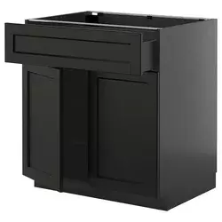 METOD / KNIVSHULT Podni element s fiokom/2 vrata, Crnosiva/Lerhyttan crno bajcovano, 80x60 cm