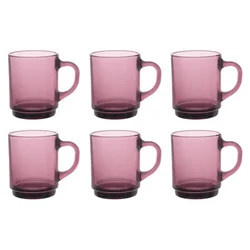 Set of 6 glass mugs, 260 ml, Versailles, Plum - Duralex
