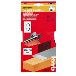 KWB samolepljivi brusni papir za drvo - metal, 115 x 230 mm, GR 80, 5 kom ( KWB 49818908 )