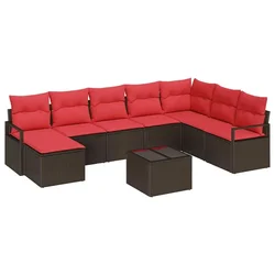 Set sofe s jastukom s pohranom 9 pcs Smeđa i crvena poliratan