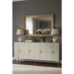 Hanah Home komoda Salkim 180, 180 cm, bela / travertin / srebrna