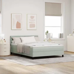 LED Box Spring Krevet Svijetlo siva 140 x 200 cm Baršun