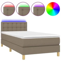 Vidaxl Box spring postelja z vzmetnico LED taupe 100x200 cm blago