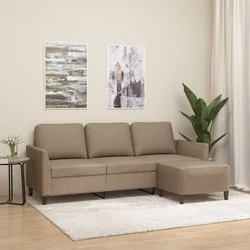 Trosjed s tabureom boja cappuccina 180 cm od umjetne kože