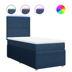 Vidaxl Box spring postelja z vzmetnico modra 90x200 cm blago