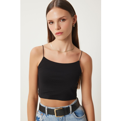 Happiness Istanbul Womens Black Knitted Bustier with Straps