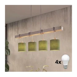 Brilagi - LED luster na sajli NUBILA 4xE27/60W/230V siva/zelena