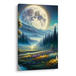 Slika mirna nočna narava z reko - 80x120