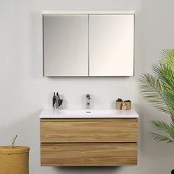 HANAH HOME Kupatilski ormarić sa umivaonikom i ogledalom (2 komada) Lignum Meguro