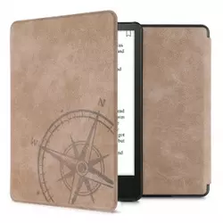 Preklopna futrola s dizajnom kompas za Amazon Kindle Paperwhite (11. Gen - 2021) - smeđa